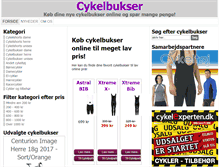 Tablet Screenshot of cykelbukser.dk